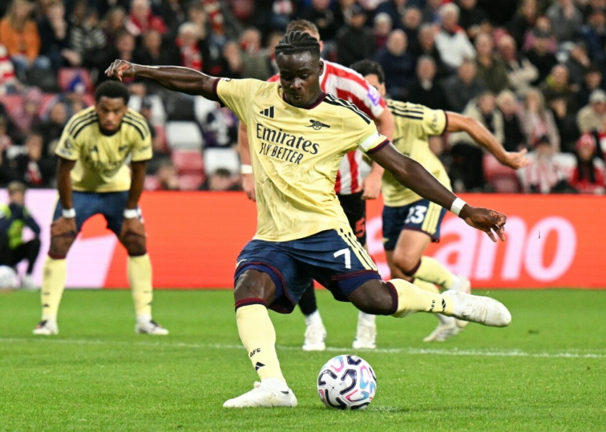 Bukayo Saka a inscrit sur pénalty le deuxième but de la victoire 2-0 d'Arsenal sur la pelouse de Sunderland le 12 septembre 2026