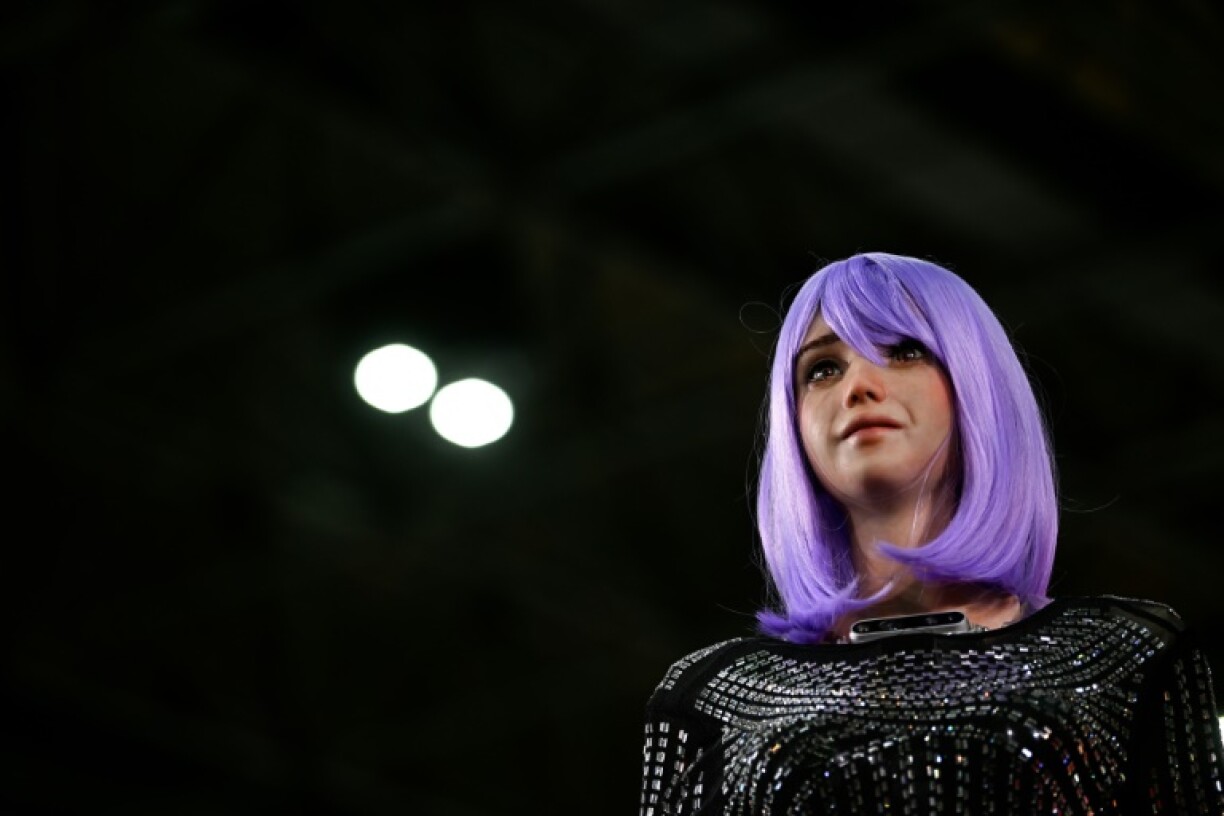 Le robot d'intelligence artificielle Desdemona, à la Conférence Web Summit, le 3 mai 2023 à Rio de Janeiro, au Brésil