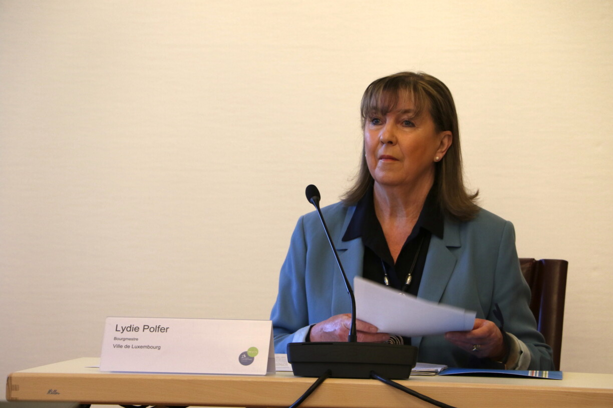 Lydie Polfer photographiée lors du City Breakfast le 28 avril 2021