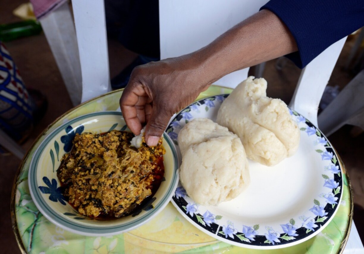 Egusi soup with pounded yam is a Nigerian staple