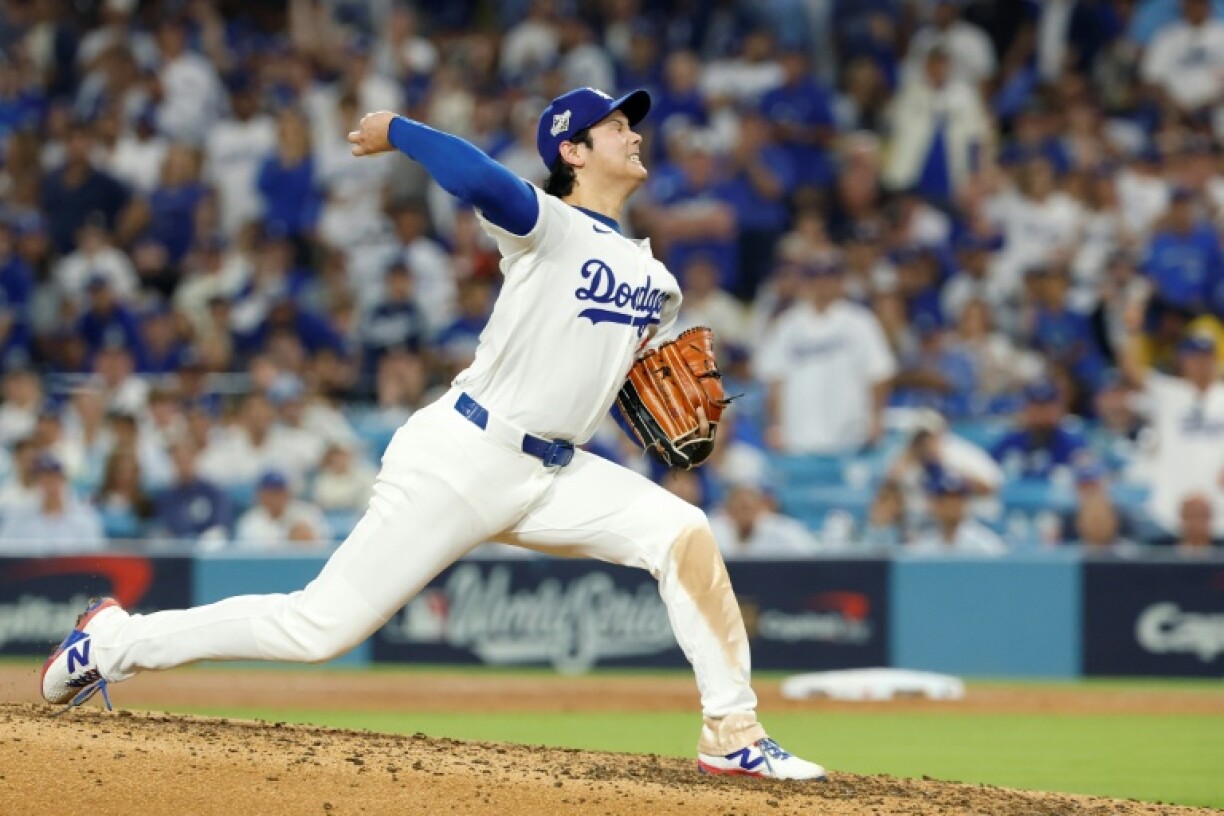 Los Angeles Dodgers star Shohei Ohtani pitches in game four of the World Series against the Toronto Blue Jays