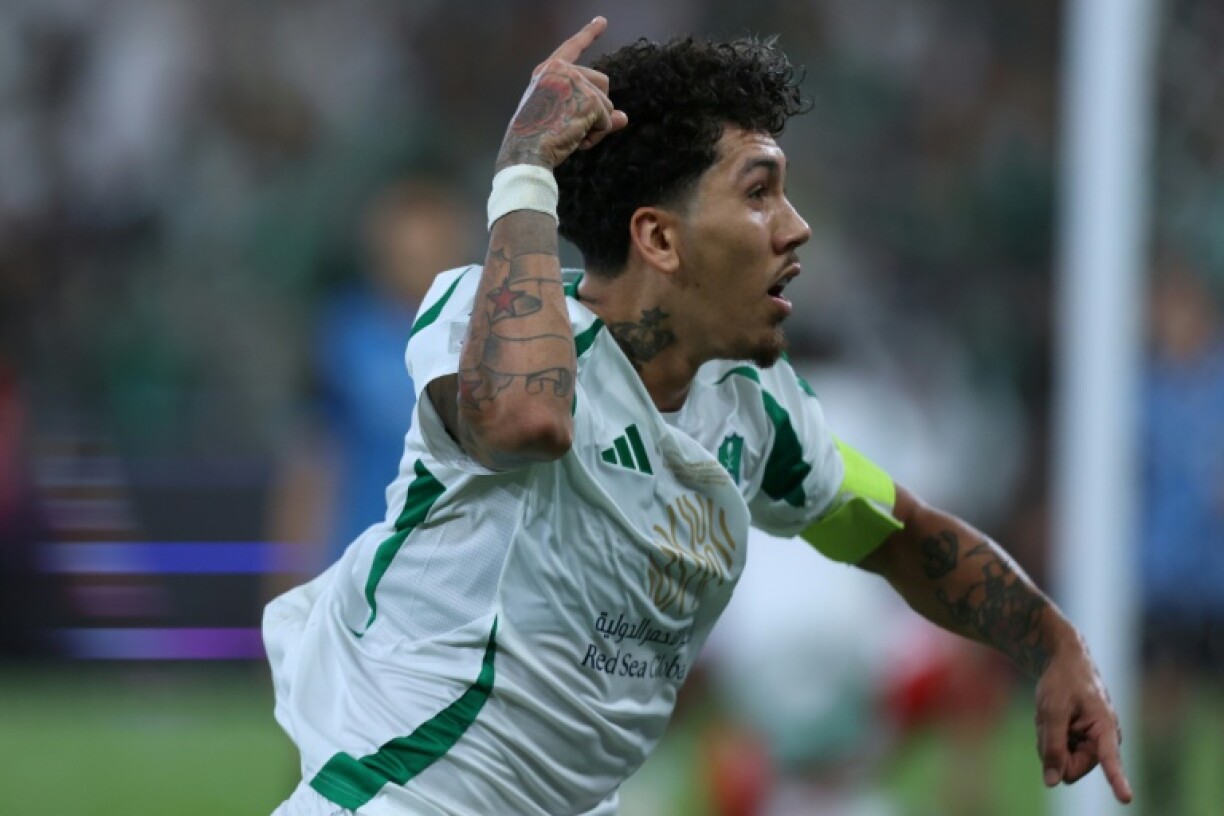 Al Ahli's Roberto Firmino celebrates during the AFC Champions League final against Kawasaki Frontale