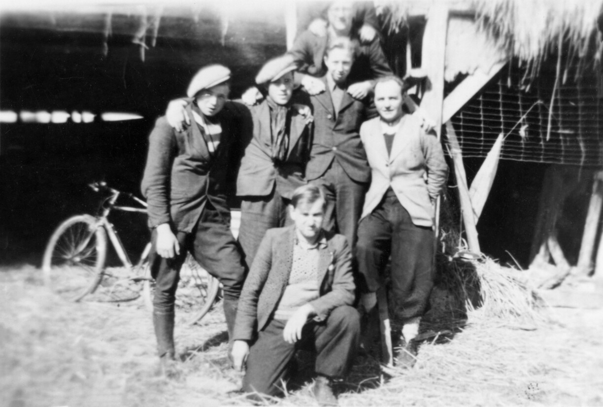 Pierre (far right) bringing escapees over the border to Belgium in 1943 after spending the night in a barn.