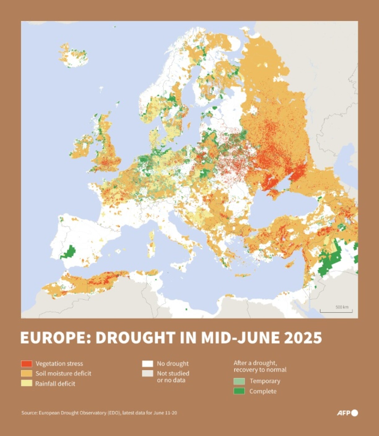Europe: drought in mid-June 2025