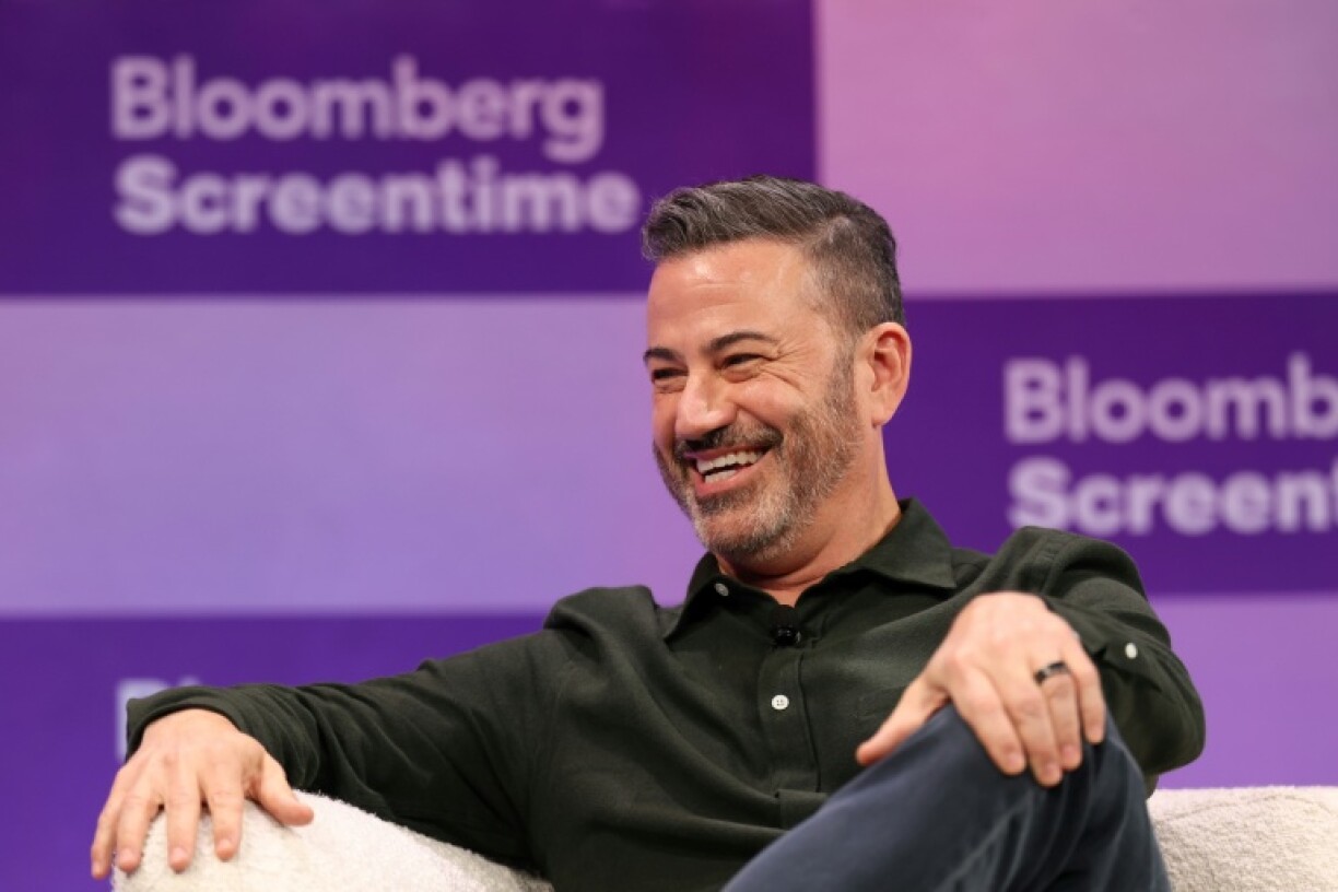 L'humoriste américain Jimmy Kimmel lors d'une conférence sur les médias à Los Angeles, le 8 octobre 2025 en Californie