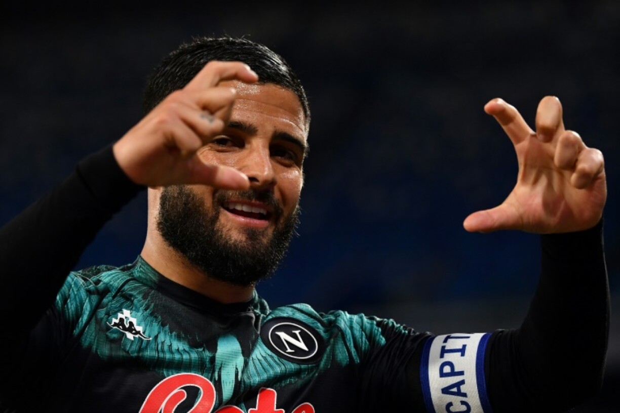L'attaquant napolitain Lorenzo Insigne, lors du match de Serie A à domicile contre l'Inter Milan, le 18 avril 2021 au Stade Diego Maradona