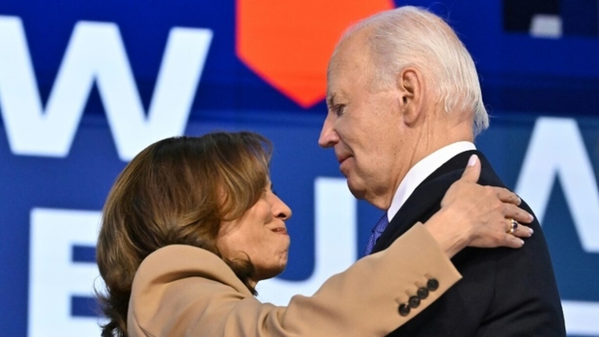 Le président américain Joe Biden et sa vice-présidente Kamala Harris, à la convention démocrate à Chicago, le 19 août 2024