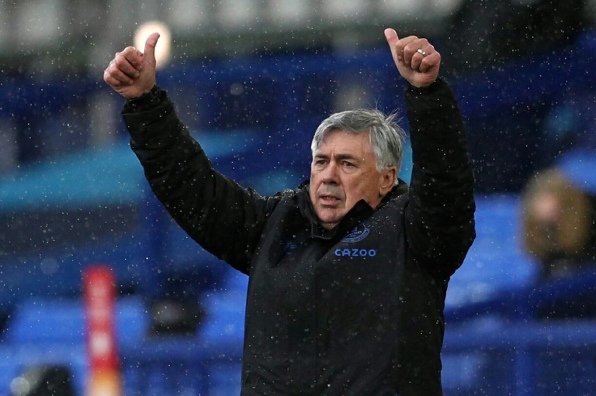 L'entraîneur italien d'Everton, Carlo Ancelotti, lors du match de Premier League face à Brighton, à Liverpool, le 3 octobre 2020