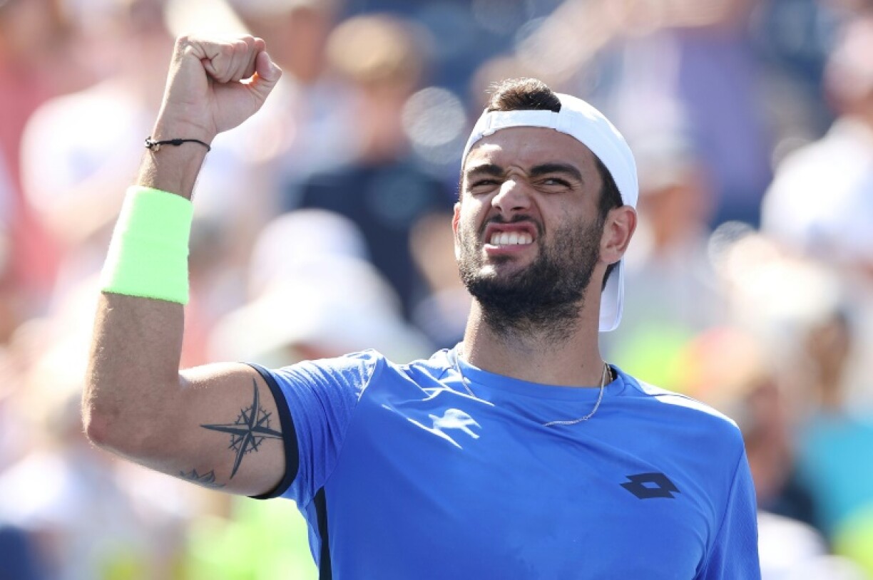 Le soulagement de Matteo Berrettini après sa victoire sur le Bélarusse Ilya Ivashka à l'US Open, le 4 septembre 2021