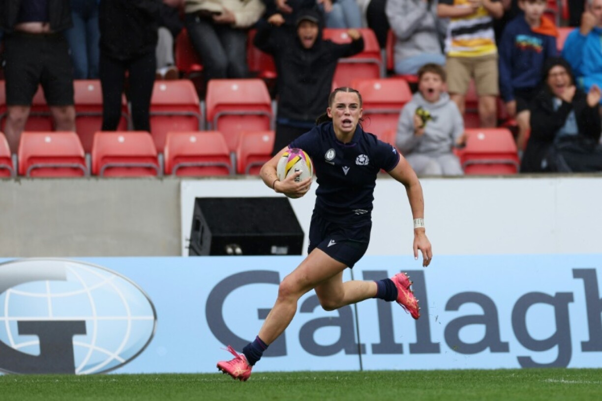 Scotland centre Emma Orr scores their fifth try during a 29-15 Women’s Rugby World Cup Pool B win over Fiji at Salford
