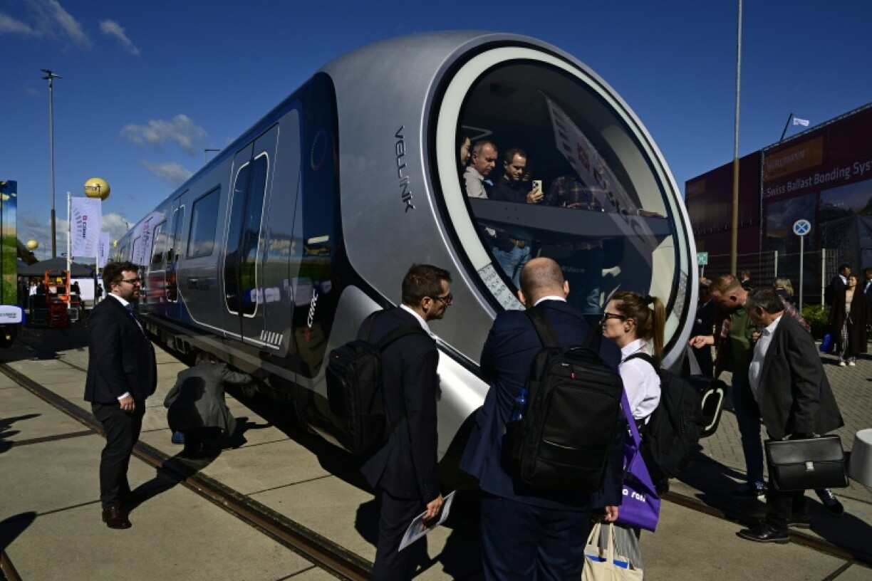 A Vellink driverless train from China's CRRC at the InnoTrans transport show in Berlin
