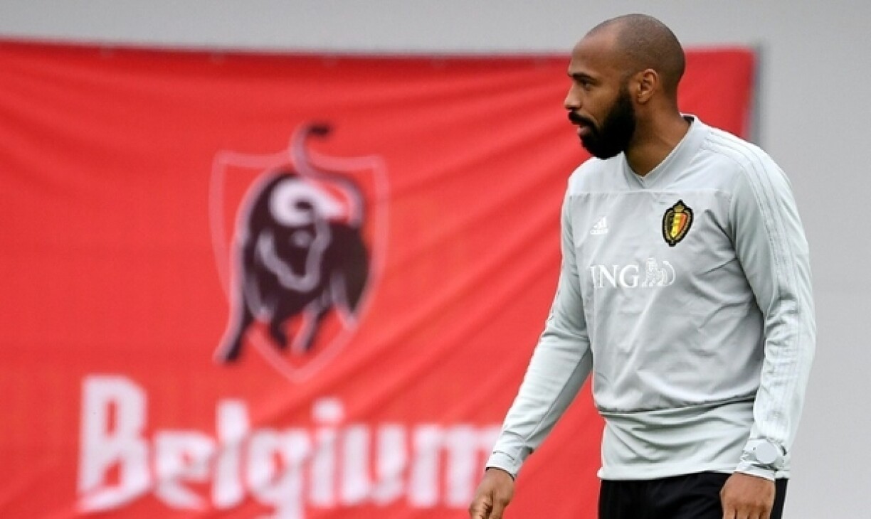 Le sélectionneur-adjoint français de la Belgique Thierry Henry lors d'un entraînement des Diables Rouges le 9 juillet 2018 à Dedovsk, près de Moscou