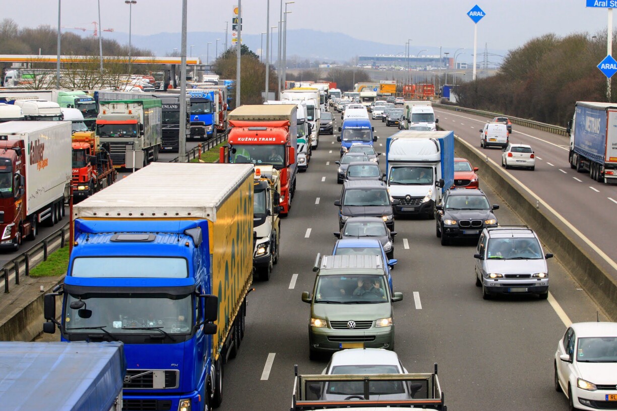 Traffic jams on the A3 motorway photographed in 2019