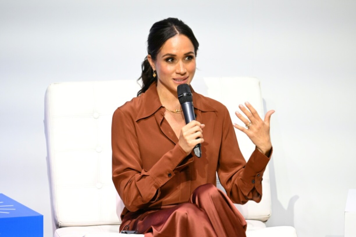 L'ex-actrice américaine Meghan Markle s'exprime lors du forum