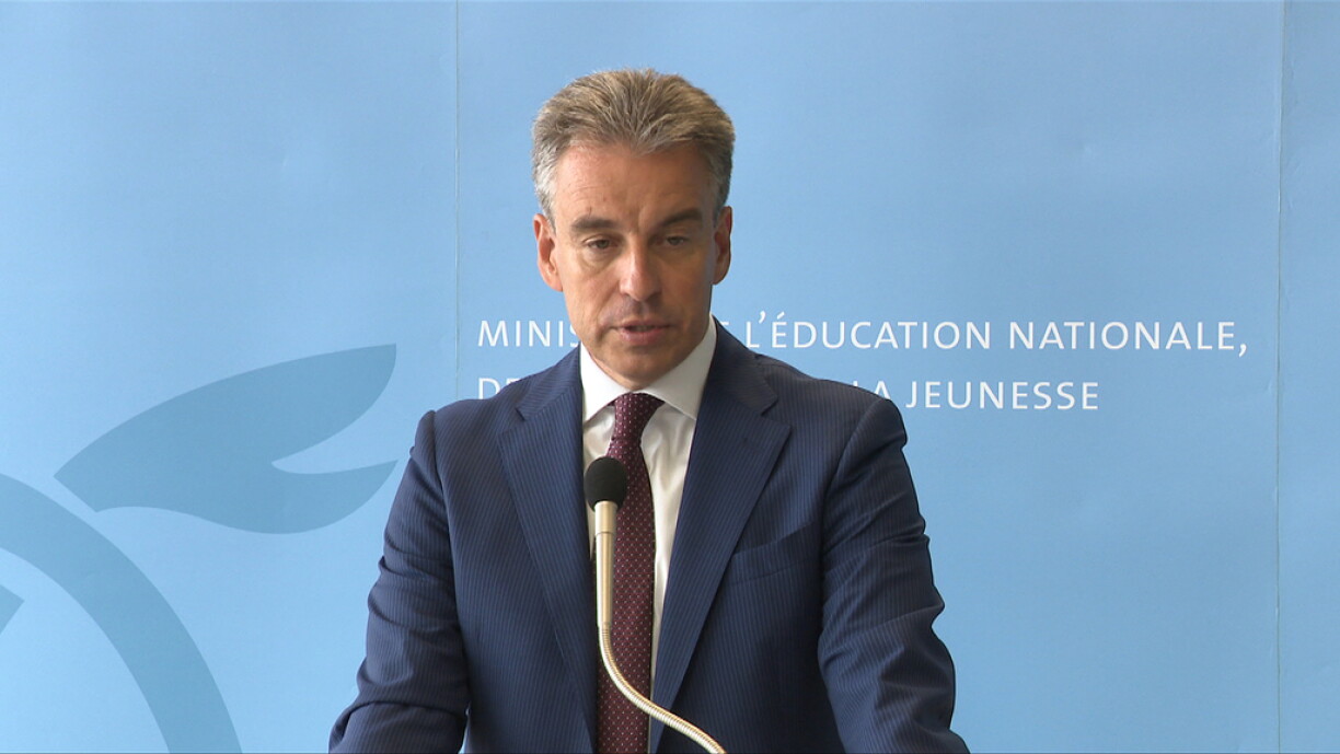 Le ministre de l'Education nationale s'exprime lors de la rentrée scolaire 2018-2019