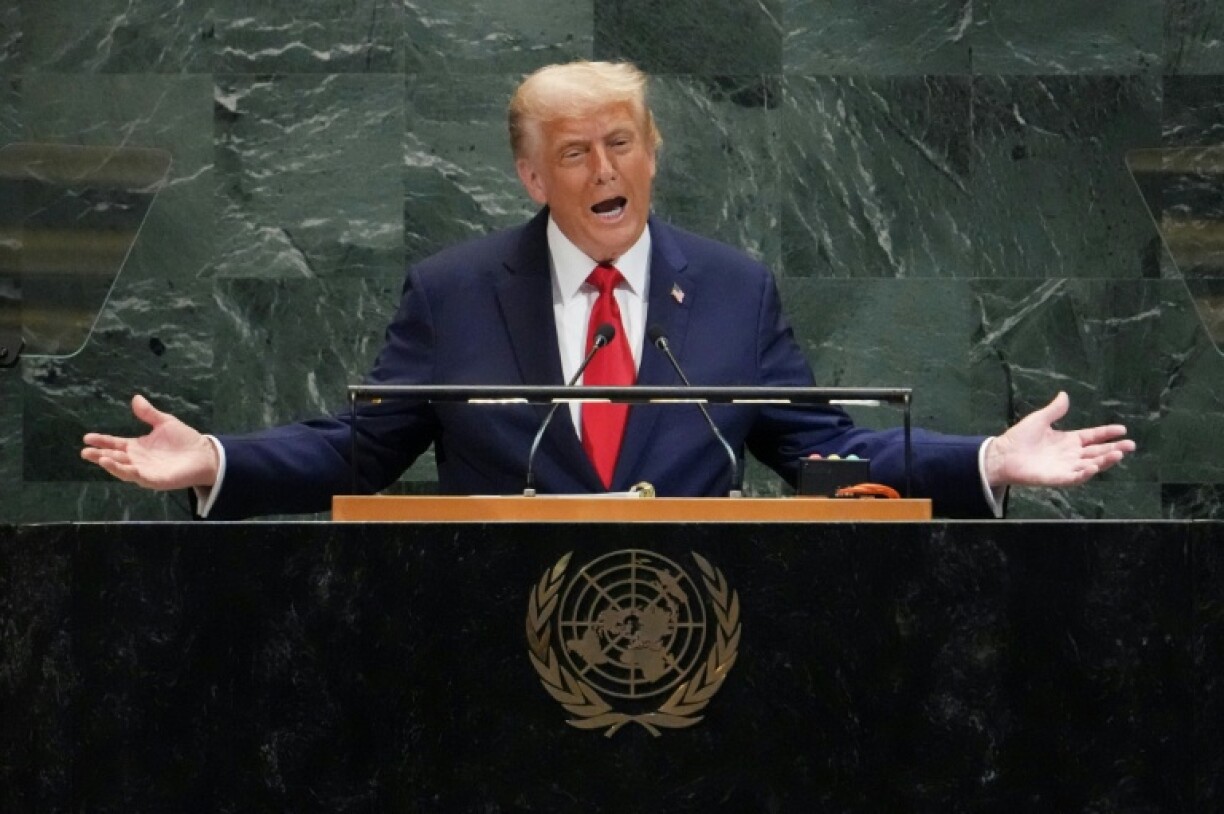US President Donald Trump delivers remarks to the United Nations General Assembly at the UN headquarters in New York City on September 23, 2025.