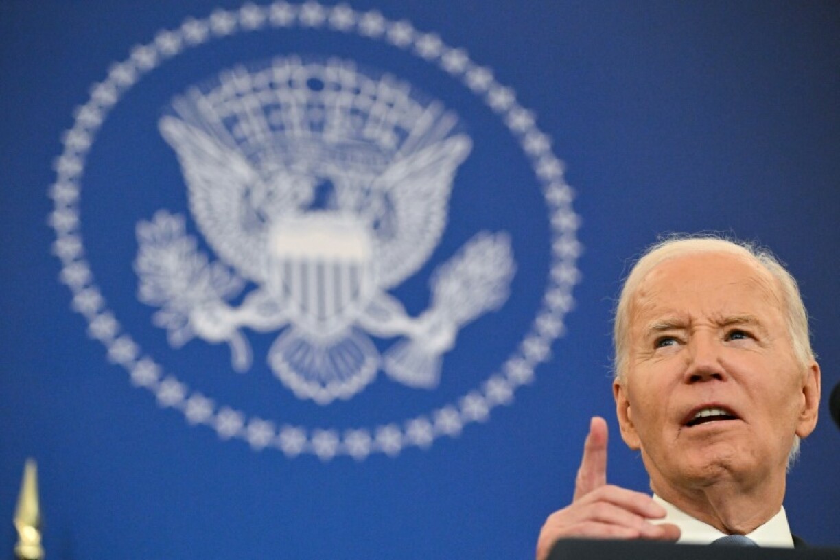 US President Joe Biden speaks at the State Department in Washington, DC, on January 13, 2025, as he delivers his final foreign policy speech.