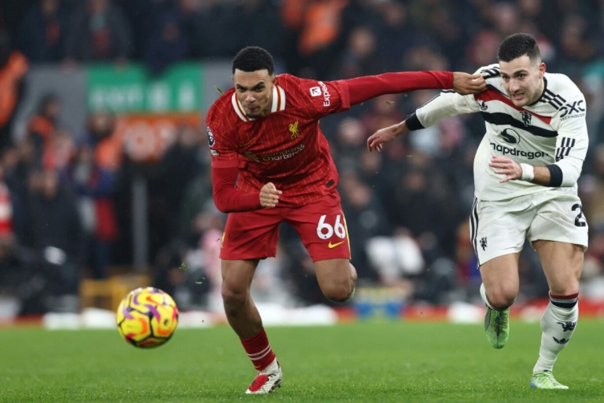 Liverpool defender Trent Alexander-Arnold (left) had a poor game against Manchester United