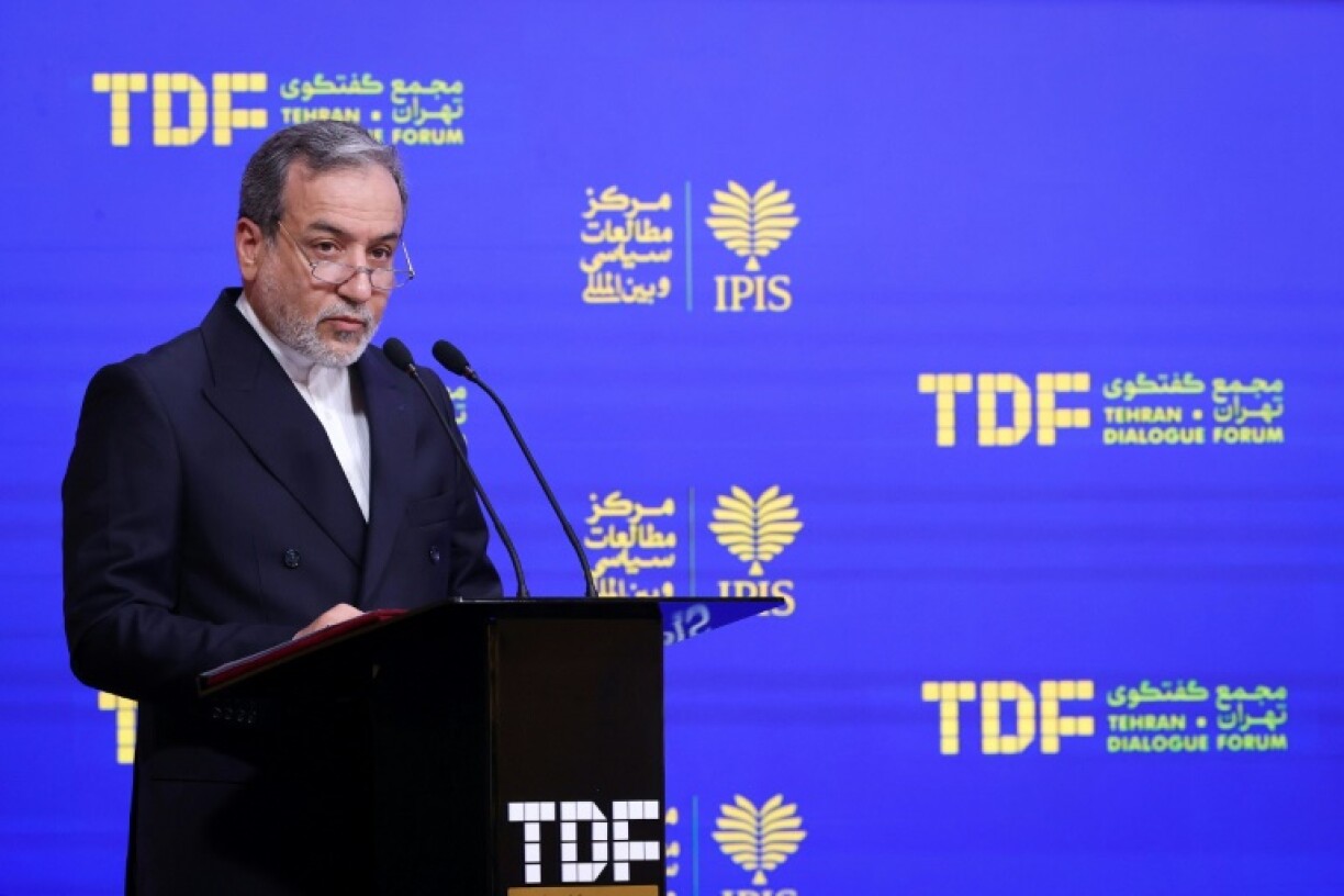 Foreign Minister Abbas Araghchi speaks at the Tehran Dialogue Forum