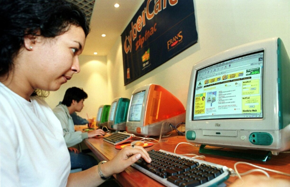Once upon a time: Logging on to AOL at a Sao Paulo cybercafe in 1999
