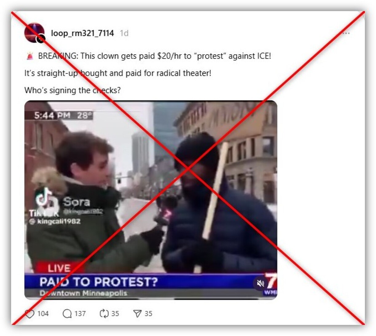 Screenshot from Threads taken January 13, 2026