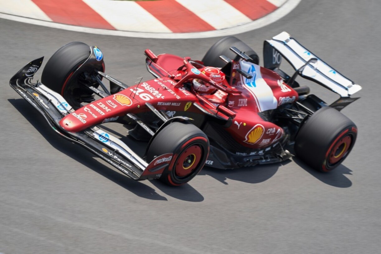 Ferrari driver Charles Leclerc races during the first practice session in Montreal, Canada