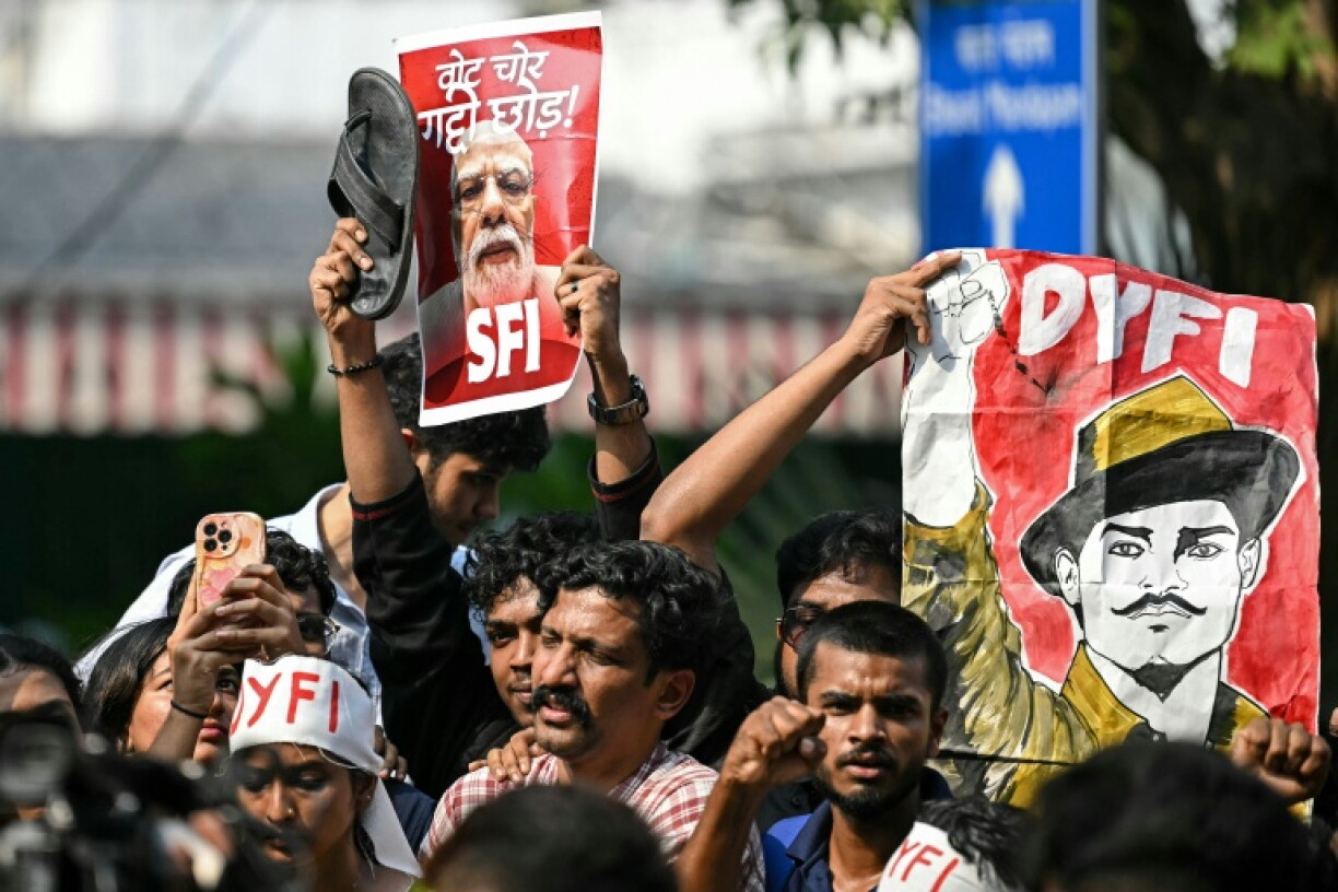 Protesters accuse India's election commission of manipulating rolls to benefit to ruling party