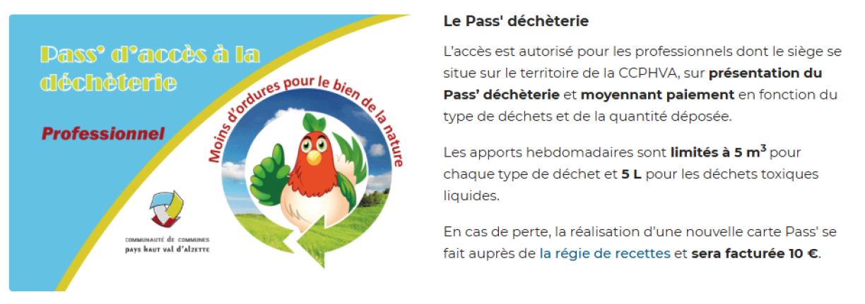 Les tarifs pour les professionnels dans la déchetterie d'Aumetz.