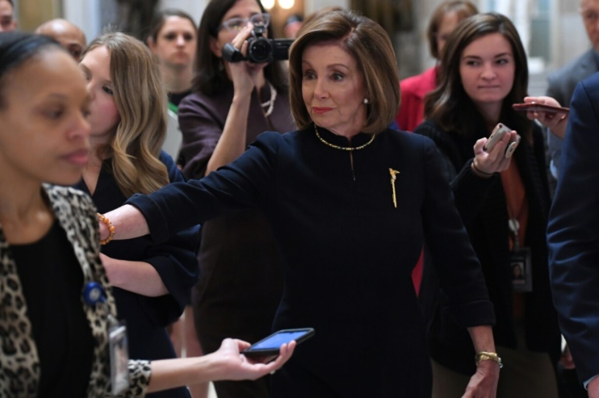 La dirigeante démocrate Nancy Pelosi arrive au Congrès le 18 décembre 2019.