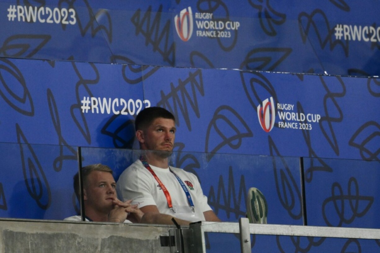 Owen Farrell dans les tribunes du Stade Vélodrome de Marseille, le 9 septembre 2023, pour l'entrée en lice victorieuse de l'Angleterre dans la Coupe du monde contre l'Argentine