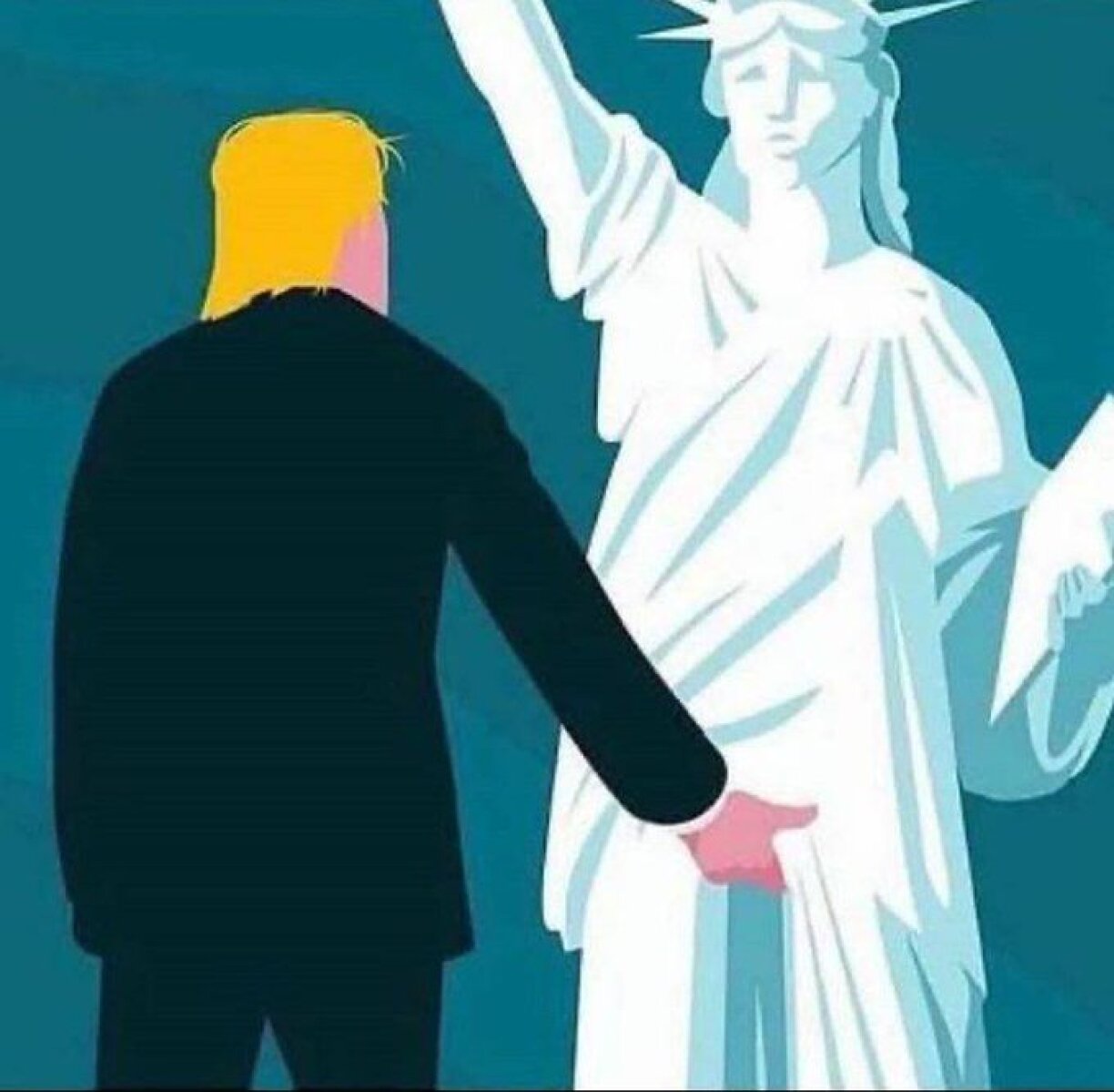 Composition qui fait allusion à une déclaration malheureusement célèbre de Donald Trump, dans laquelle il confiait à un ami au sujet des femmes que, lorsqu'on est célèbre, on peut