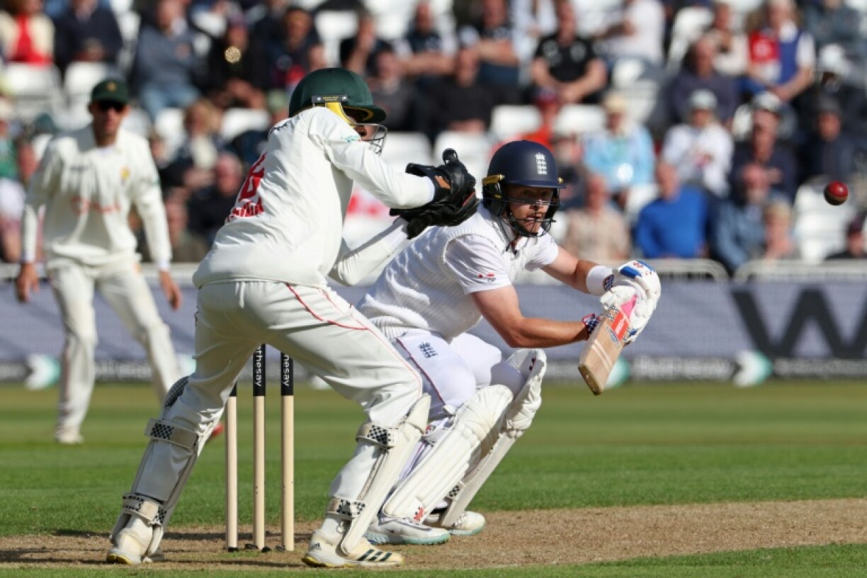 Cut above: England's Ollie Pope on the attack aganinst Zimbabwe