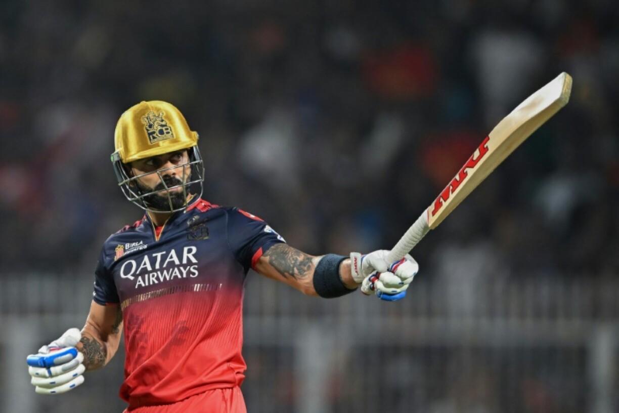 Virat Kohli brandishing his bat on his way to 59 for Kolkata Knight Riders as they beat Royal Challengers in the IPL opener