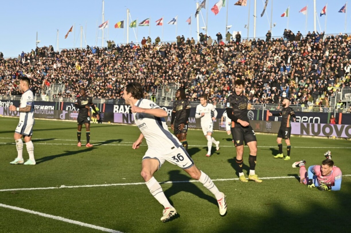 Matteo Darmian celebrates scoring Inter Milan's winning goal at Venezia