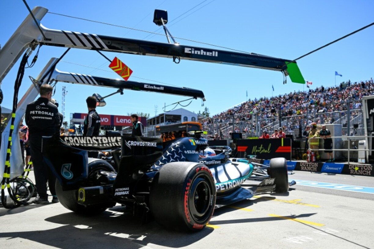 L'Italien Kimi Antonelli à bord de sa Mercedes pendant les essais du GP du Canada, le 22 mai 2026 sur le Circuit Gilles-Villeneuve à Montréal