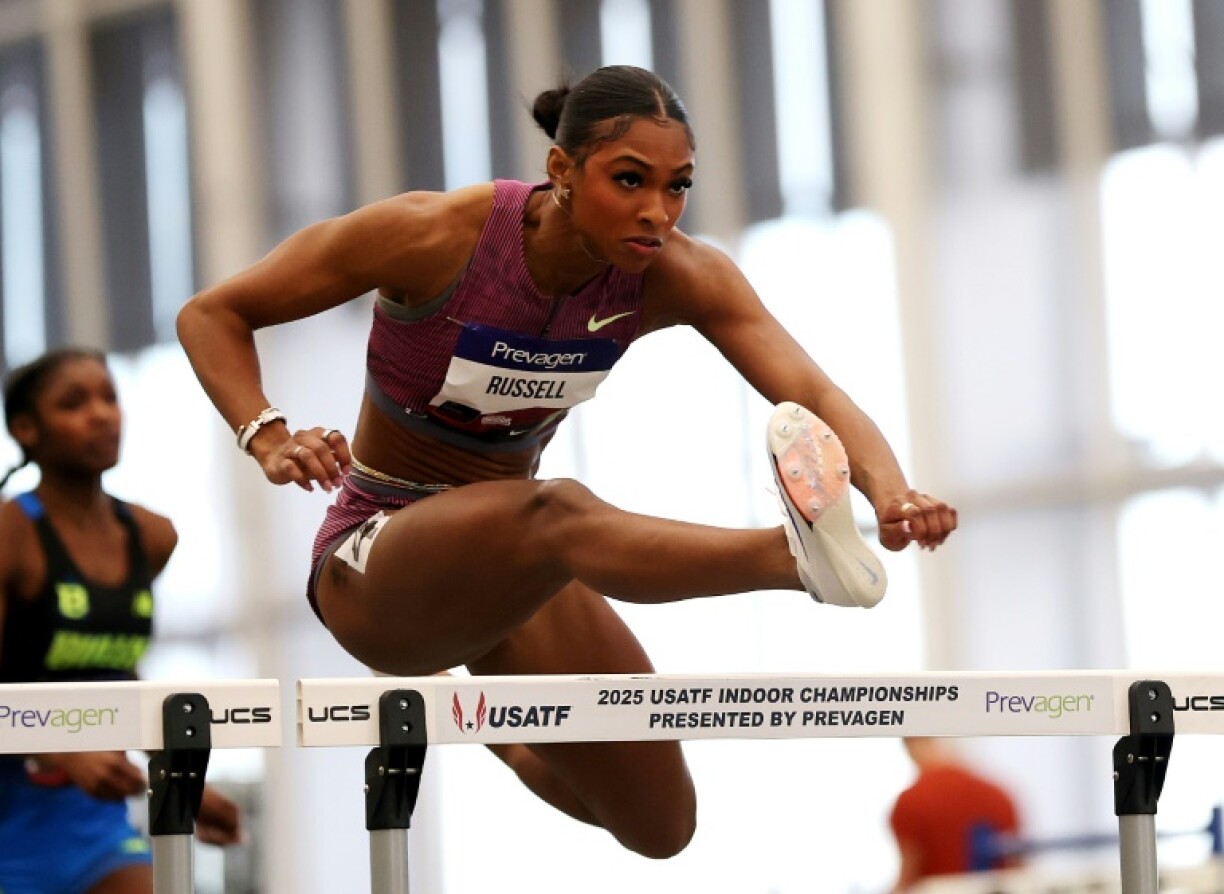 Masai Russell won the 100m hurdles at the Miami Grand Slam Track meeting with the second fastest time in history