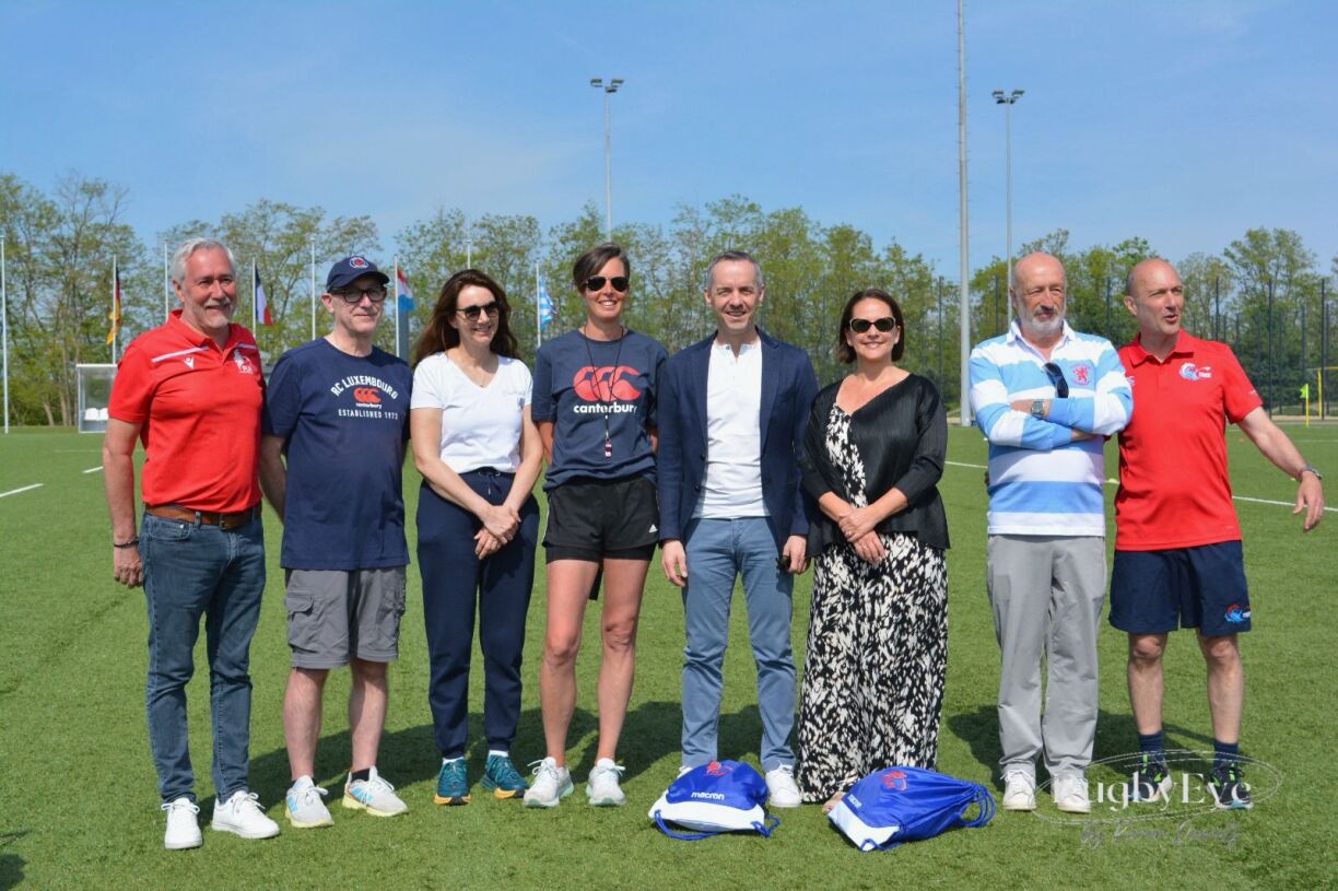 Iannucci with ministers Yuriko Backes and Georges Mischo on occasion of the Rugby Ladies Day.