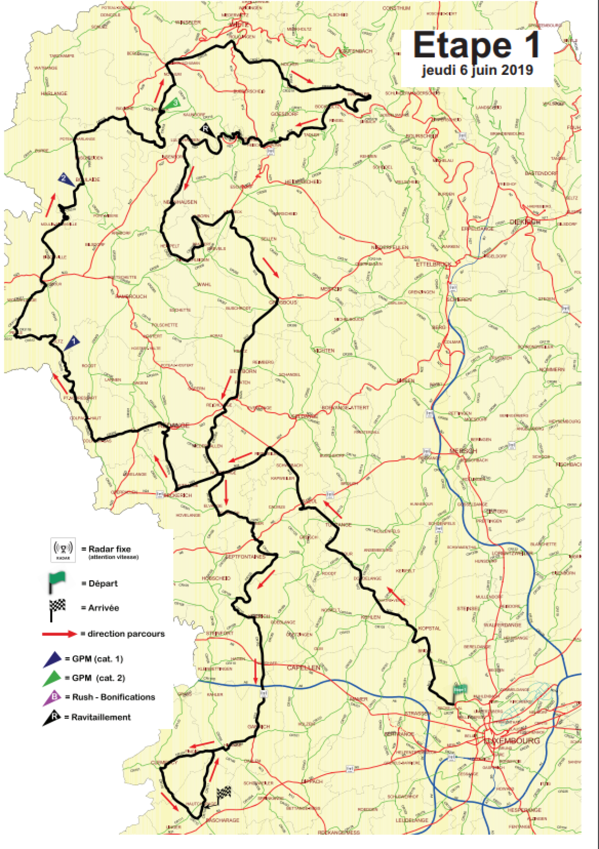 Le tracé de l'étape 1.