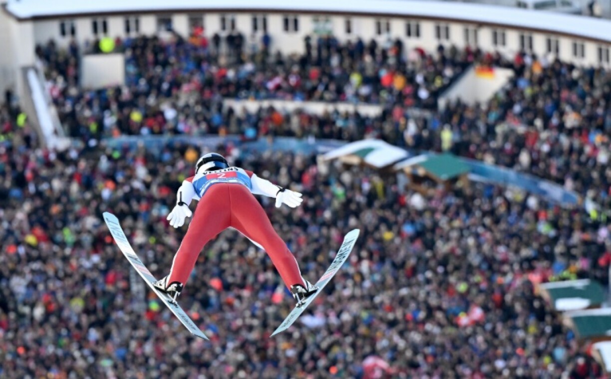 Daniel Tschofenig flying to his first World Cup win in the second leg of the Four Hills in Garmisch-Partenkirchen
