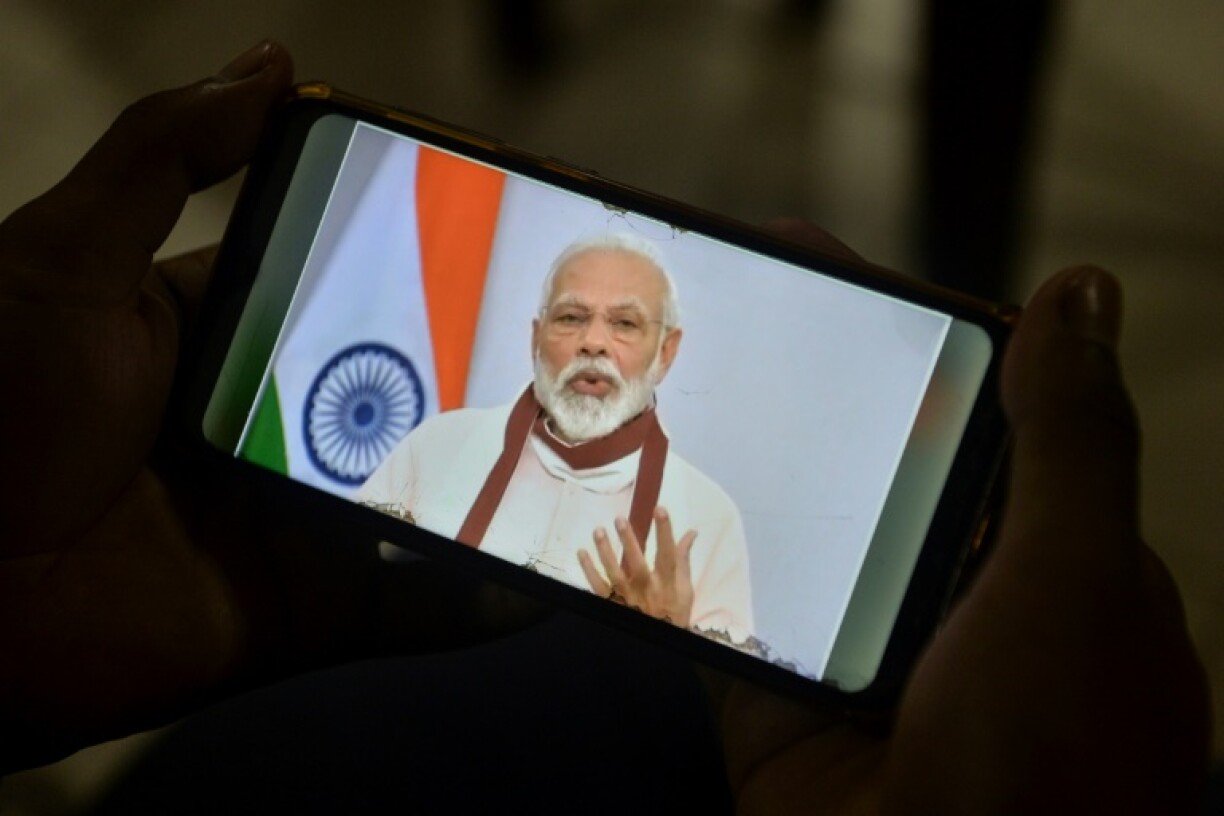 India's Prime Minister Narendra Modi giving a speech earlier this year.