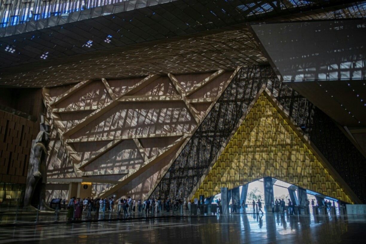 Visitors tour the Grand Egyptian Museum in Giza