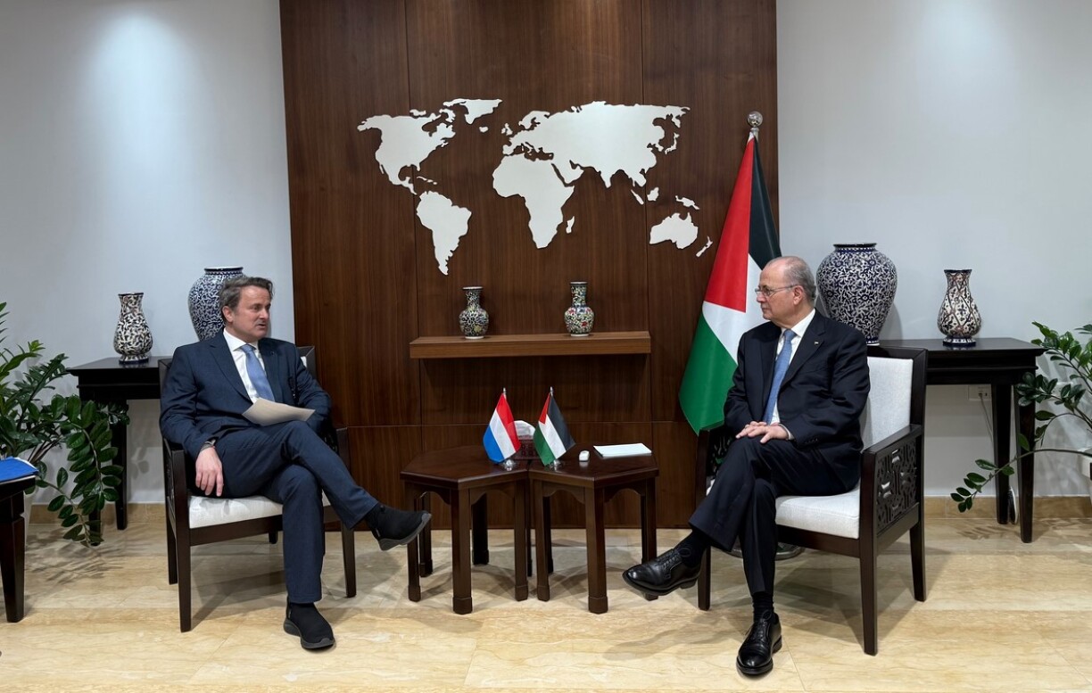 FM Bettel with Mohammad Mustafa, Prime Minister of the State of Palestine and the Palestinian National Authority.
