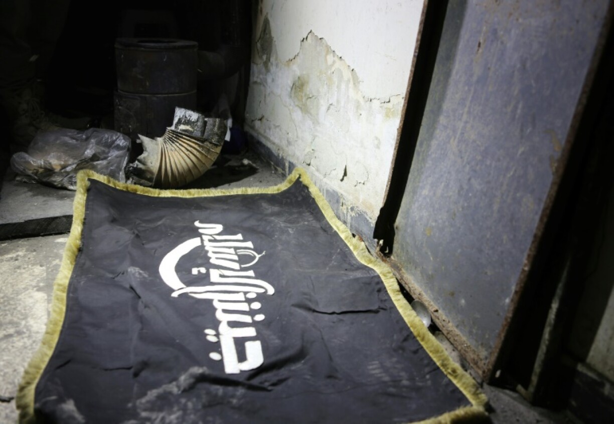 A Jaish al-Islam flag found in one of the group's alleged prisons in Eastern Ghouta