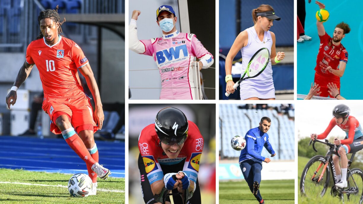 De gauche à droite: Gerson Rodrigues, Dylan Pereira, Mandy Minella, Kamil Rychlicki, Bob Jungels, Danel Sinani, Christine Majerus