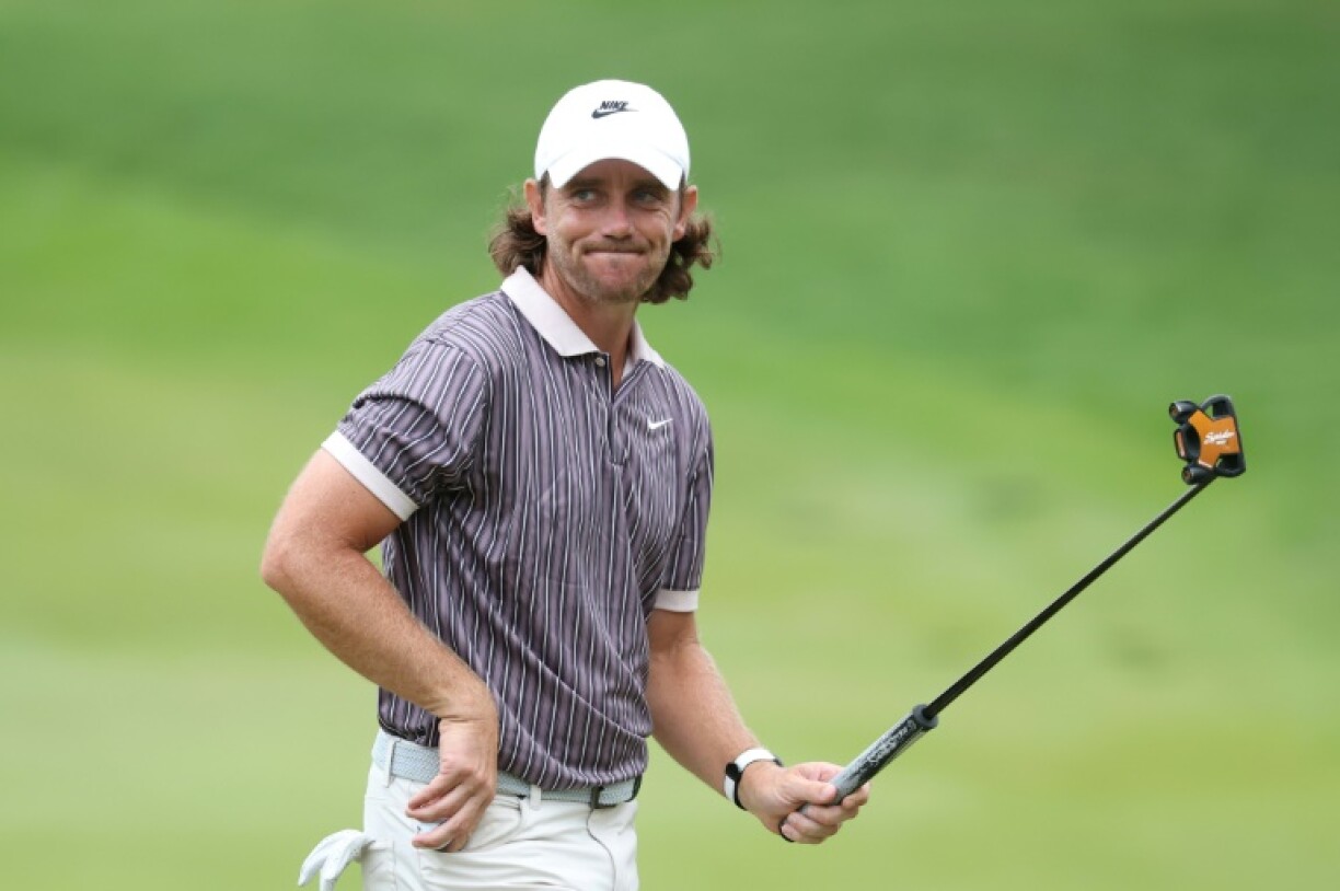 England's Tommy Fleetwood is tied for the lead after three rounds of the PGA Tour Championship as he chases a first US tour title