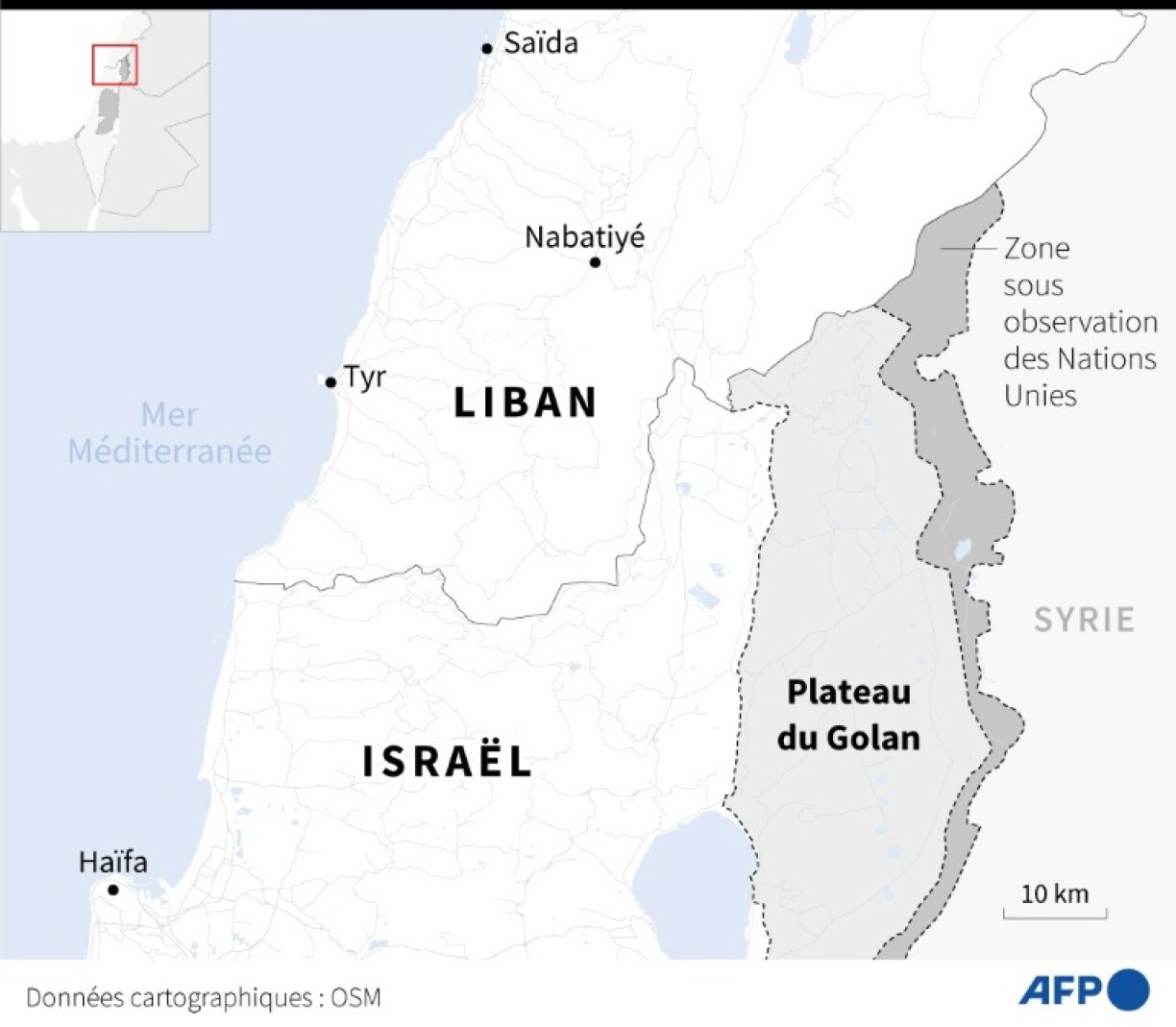 La zone frontalière entre le Liban et Israël