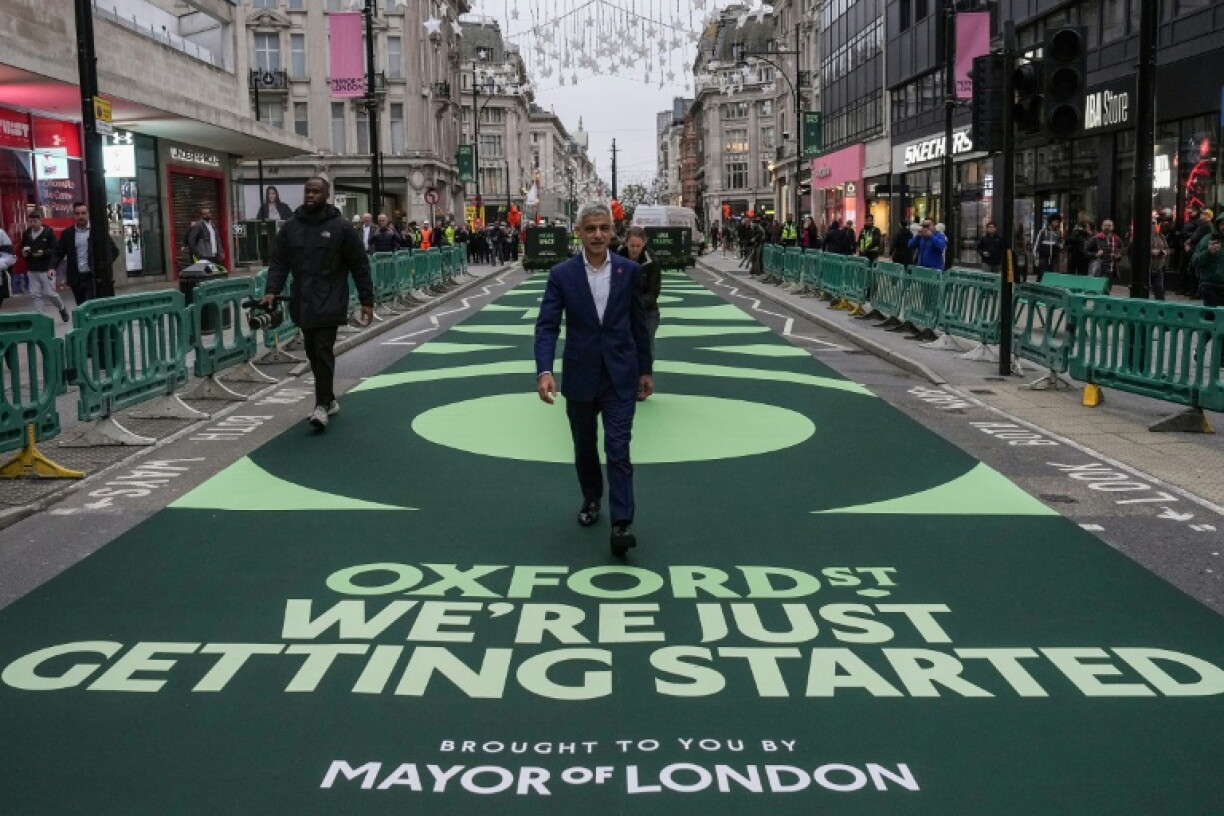 London Mayor Sadiq Khan said part of Britain's most famous shopping area, Oxford Street, had gone permanently traffic-free 'forever'