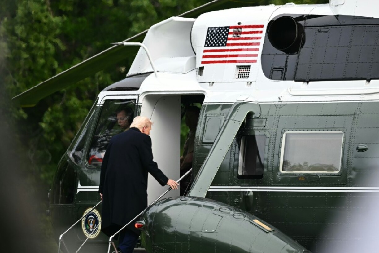 Trump flew by helicopter to the private event, where he stayed for just over an hour