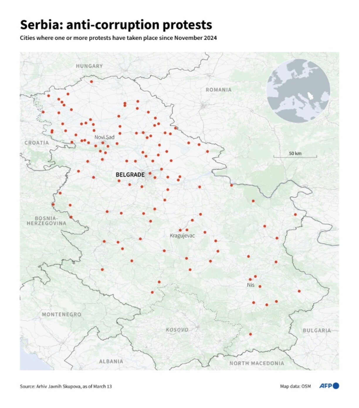 For weeks, the student-led protesters have criss-crossed the country, holding rallies in Serbia's major cities