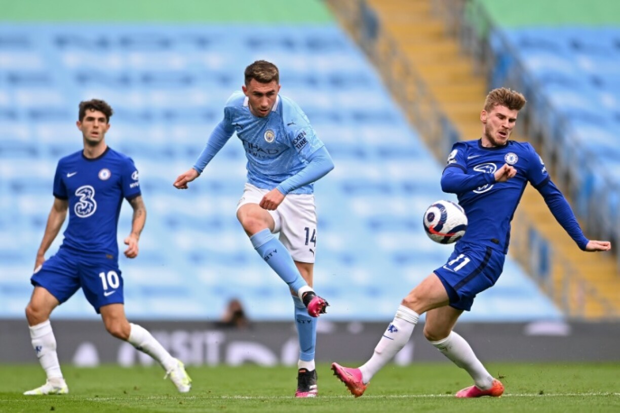 Le défenseur de Manchester City Aymeric Laporte, convoqué lundi pour disputer l'Euro avec l'Espagne, face à Chelsea le 8 mai 2021 à Manchester